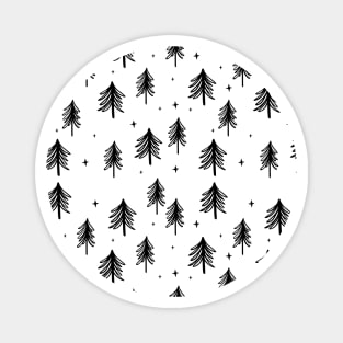 Black and White Christmas Tree Doodle Magnet